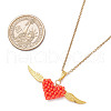 Glass Seed Beaded & Alloy Angel Heart Pendant 304 Stainless Steel Cable Chain Necklaces for Women NJEW-MZ00116-3