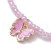 6Pcs 6 Colors ButterflyAlloy Enamel Charm Bracelets BJEW-JB10283-3
