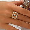 Geometric Hollow Brass Micro Pave Cubic Zirconia Adjustable Finger Rings for Women ZD6795-3-2