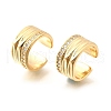 Brass Micro Pave Clear Cubic Zirconia Cuff Earrings EJEW-F370-18G-3