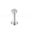 Stainless Steel Clear Cubic Zirconia Threadless Labret Stud WGC142D-18-1