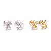 Brass Micro Pave Clear Cubic Zirconia Stud Earrings EJEW-F264-13-1
