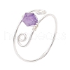 7Pcs Copper Wire Wrapped Gemstone Star Cut Round Bead Finger Rings for Women RJEW-JR00891-02-4