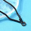 304 Stainless Steel Hexagon Pendant Box Chain Necklaces for Women NJEW-A045-25EB-1