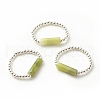 Natural Taiwan Jade Column Beaded Finger Ring with Synthetic Hematite RJEW-JR00461-01-1