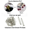 120Pcs Iron Brooch Findings IFIN-YW0003-50-4