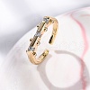 Brass Micro Pave Clear Cubic Zirconia Cuff Finger Rings for Women RJEW-C116-13G-2