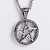 Vintage Stainless Steel Six-Pointed Star Pendant Necklaces for Fashionable Street Style Men PQ2457-3