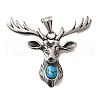 304 Stainless Steel Pave Synthetic Turquoise Big Pendants STAS-A109-01AS-1