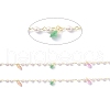 Brass & ABS Imitation Pearl & Cubic Zirconia Beaded Chain CHC-D029-28G-2