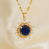 Brass Pave Clear Cubic Zirconia Blue Sun Pendant Nnecklaces MO0901-4