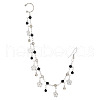 Alloy Jet Rhinestone Clip on Nose Rings with Flower Tassel Chain to Dangle Earrings FS-WGA18AA-01-2