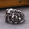 Steam Punk Style Titanium Steel Multi-Skull Finger Rings SKUL-PW0005-08H-3