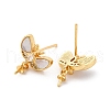 Brass Micro Pave Cubic Zirconia Shell Stud Earrings Findings KK-D363-01C-G-2