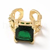 Mother's Day Rings Cubic Zirconia Square Open Cuff Ring RJEW-H101-19G-2