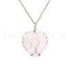 Natural Rose Quartz Heart Pendant Necklaces PW-WG58330-06-1