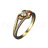 Heart Brass Micro Pave Clear Cubic Zirconia Finger Rings FS-WG243FC-04-2
