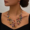 Bohemian Style Alloy & Shell Flat Round Beaded Multilayer Necklaces & Dangle Earrings Sets FS-WGABD8B-01-1