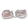 Natural Rose Quartz Heart Pendant Rhinestone Settings G-K339-01P-04-3