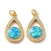 Brass Micro Pave Cubic Zirconia with Synthetic Opal Pendants KK-D096-09G-1