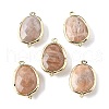 Natural Sunstone Faceted Oval Connector Charms G-H323-02G-11-1