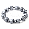 Cube & Round Synthetic Terahertz Stone Beaded Stretch Bracelets for Women Men BJEW-F471-03-1