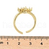 Flower Brass Micro Pave Cubic Zirconia Cuff Rings for Women RJEW-A069-01A-G-5