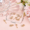 Beebeecraft 12Pcs 2 Style Brass Micro Pave Clear Cubic Zirconia Beads Pendant KK-BBC0002-96-7