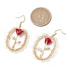 Valentine's Day Alloy Enamel Seed Glass Dangle Earrings EJEW-MZ00391-3