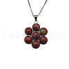 Natural Sesame Jasper Flower Pendant Necklaces FO7861-15-1