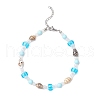 Summer Beach Natural Shell & Glass & Synthetic Turquoise Beaded Anklets for Women AJEW-AN00683-3