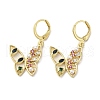 Butterfly Real Brass Dangle Leverback Earrings EJEW-L268-002G-1