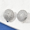 Half Round Brass Micro Pave Clear Cubic Zirconia Clip-on Earrings EJEW-M082-14P-4