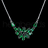 Flower Brass Cubic Zirconia Pendant Necklaces for Women FS-WG57113-02-1