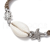 Natural Cowrie Shell Braided Bead Bracelets for Women BJEW-JB11765-02-3