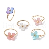 Plastic and Copper Wire Wrapped Finger Ring for Women RJEW-JR00880-2