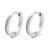 304 Stainless Steel Micro Pave Clear Cubic Zirconia Huggie Hoop Earrings EJEW-C096-01F-P-1