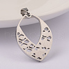 Non-Tarnish 304 Stainless Steel Filigree Pendants STAS-M245-14P-2