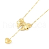 Ion Plating(IP) 304 Stainless Steel Bowknot & Heart Pendant Necklaces for Women NJEW-K276-14G-1