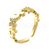 7Pcs 7 Styles Spring Day Theme Brass Micro Pave Clear Cubic Zirconia Cuff Rings for Women RJEW-S399-17G-5