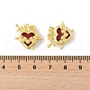 Brass Pave Dark Red Glass Scared Heart Connector Charms KK-FZC0001-01G-4