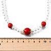 Brass & ABS Imitation Pearl Round Graduated Beaded Necklaces NJEW-D314-03G-5