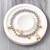 Brass Enamel Round Beads Charm Bracelets for Women BJEW-D317-11A-PG-1
