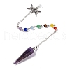 Natural Amethyst Hexagonal Pointed Cone Dowsing Pendulum Pendants G-G983-05P-01-2