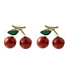 Brass Enamel Stud Earrings EJEW-G430-06A-G-4