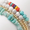 4Pcs 4 Style Natural & Synthetic Mixed Gemstone Chips & Heishi Beaded Stretch Bracelets Set BJEW-JB09922-4