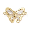 Rack Plating Brass Pave Cubic Zirconia Butterfly Connector Charms KK-Z064-36G-01-1