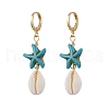 Starfish Synthetic Turquoise Hoop Earrings EJEW-JE06440-5