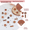DICOSMETIC 20 Pairs 4 Style Flat Round & Rhombus & Triangle & Rectangle Wood Stud Earring Findings DIY-DC0002-86-6
