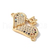 Brass Micro Pave Cubic Zirconia Heart Connector Charms KK-A252-28G-02-2